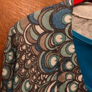 Chico’s Peacock Pattern Long Cardigan